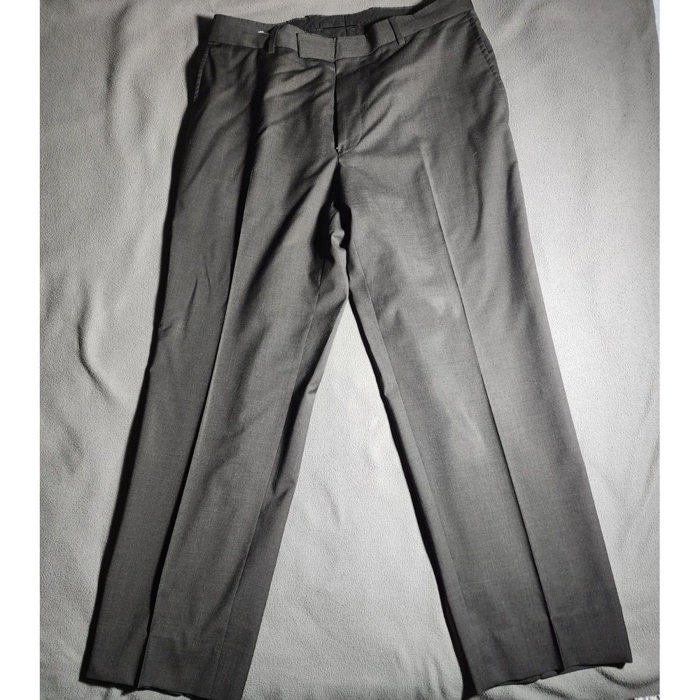 Hugo Boss Pants Mens Size 35R Dark Gray Belt Loops Flat Front Formal USA Made
